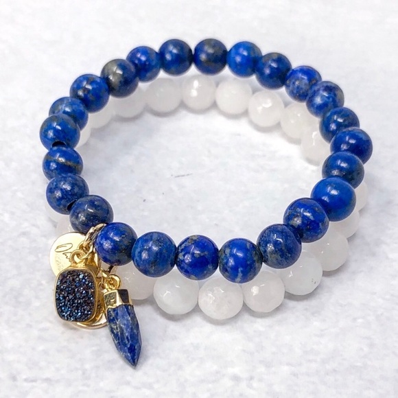 Set of Lapis • Jade • Natural Stone Bracelets - Picture 2 of 7